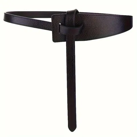 Women Fashion Faux Leather Waist Belt Minimalist Knotted Wide Cinch Belt Dress Decoration Versatile Elegant Accessories