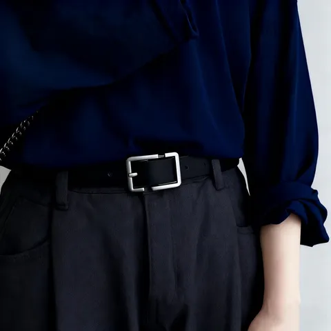 Minimalist Faux Leather Belt With Square Metal Pin Buckle Casual Versatile Waist Belt For Men And Women Daily Wear