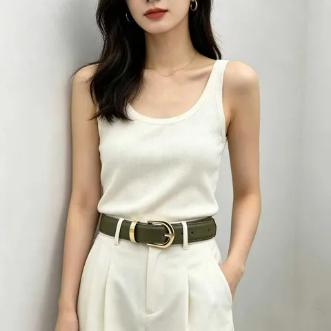 Women's PU Leather Belt Retro Minimalist Thin Waist Belt Pin Buckle Versatile Decorative Belt For Jeans Fashion Ladies Waistband