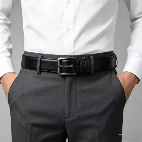 Men's Casual Business PU Leather Belt Classic Pin Buckle Solid Color Commuting Fashion Waist Belt For Daily Wear