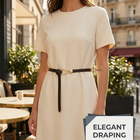 Women's Fashion Slim PU Leather Belt Elegant Water Drop Metal Buckle Dress Suit Waistband