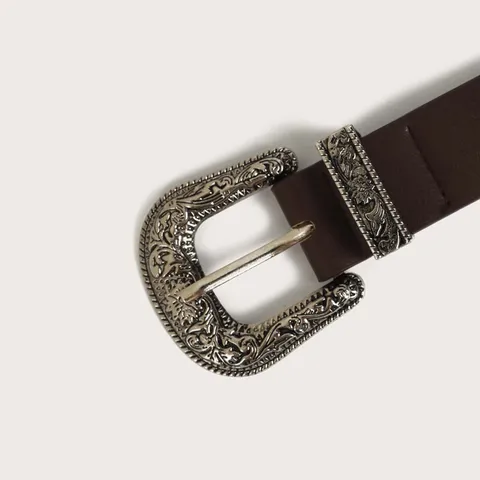 Women's Vintage Retro Carved Alloy Buckle Faux Leather Belt Casual Jeans Fashion Waist Band Daily Accessory