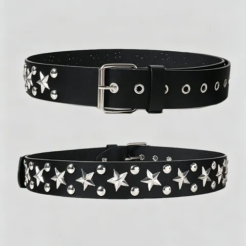 Punk Gothic PU Leather Belt Metal Rivets Adjustable Waist Strap Hip Hop Rock Style Fashion Accessory For Women Men