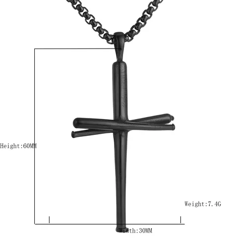 Stainless Steel Geometric Baseball Bat Cross Pendant Punk Style Men Jewelry Pendant Without Chain