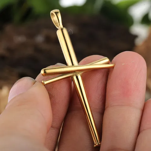 Vintage 316 Stainless Steel Baseball Bat Cross Pendant For Men Women Hip Hop Sporty Pendant Only Without Chain Jewelry Gift