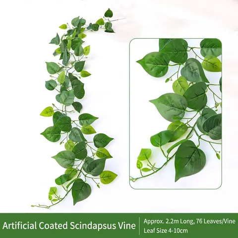 Artificial Grape Leaves Garland Greenery Rattan Vine For Wall Ceiling Hanging Decoration Faux Plant Ivy Scindapsus Foliage Home Decor