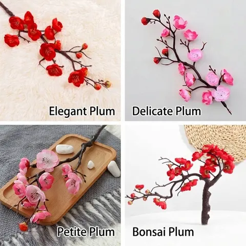 Artificial Fabric Plum Blossom Single Stem Faux Winter Sweet Flower For Home Living Room Wedding Vase Decor Chinese Zen Style Floral