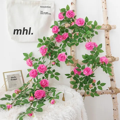 Künstliche Pfingstrose Blumenrebe Seidenstoff Kunststoff Girlande Für Wohnzimmer Klimaanlage Rohr Dekoration Hochzeit Party Home Dekor