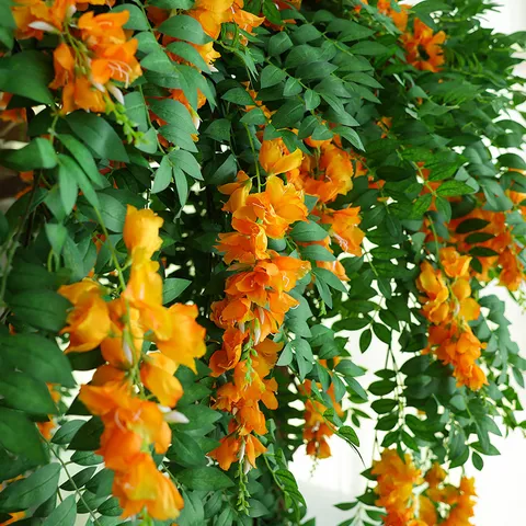 Artificial Fuchsia Hanging Vine Silk Fabric Plastic Fake Flowers Rattan Hanging Plant For Home Wall Decor Wedding Photography Props