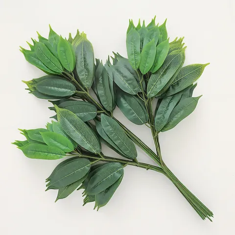 Artificial Mango Magnolia Leaves Plastic Realistic Greenery Branches Glue Coated Fake Plant Stems For Outdoor Home Decor