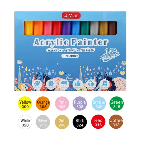 Acrylic Paint Pens Marker Set Waterproof Quick Drying Multi Surface Coloring Pens For Rock Painting DIY Craft Art Supplies