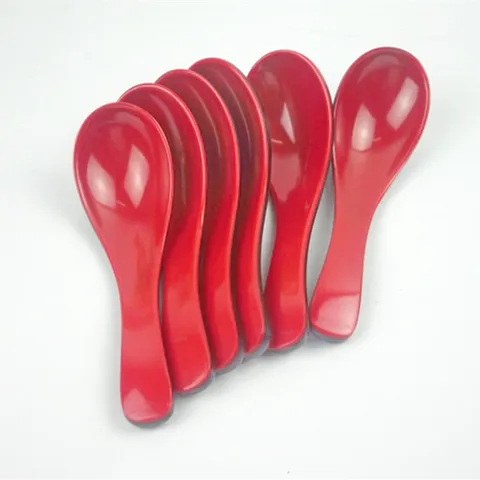 Melamine Soup Spoon Red And Black Two Color Children Spoon Tableware Mirror Polished Dinner Spoon Kitchen Tool
