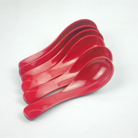 Melamine Soup Spoon Red And Black Two Color Children Spoon Tableware Mirror Polished Dinner Spoon Kitchen Tool