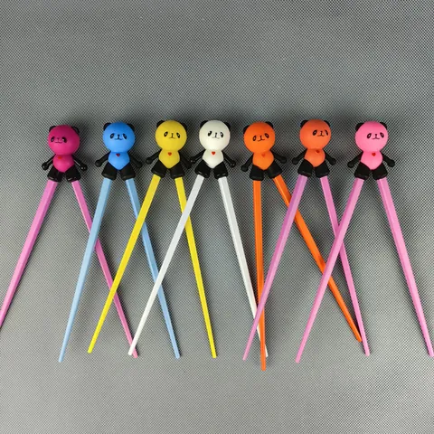 Kids Training Chopsticks Melamine Silicone Panda Lucky Cat Cartoon Head Children Easy Grip Learning Tableware