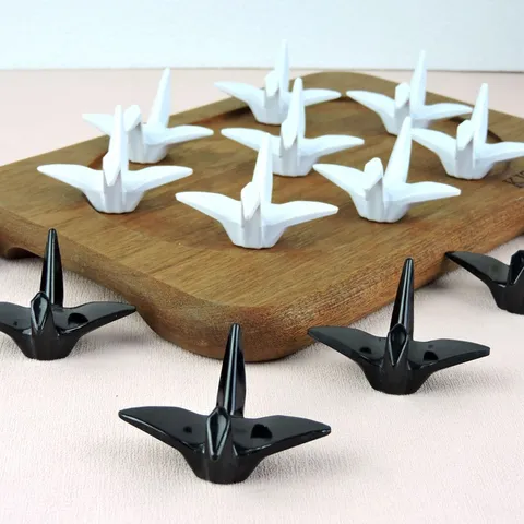 Japanese Style Crane Origami Melamine Chopstick Rest Minimalist Black White Tableware Holder For Home Restaurant Wedding Table Decoration