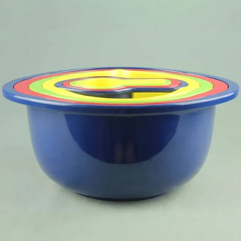 8 Piece Multicolored Melamine Nesting Salad Bowl And Measuring Cup Set Stackable Space Saving Kitchen Cooking Prep Tool