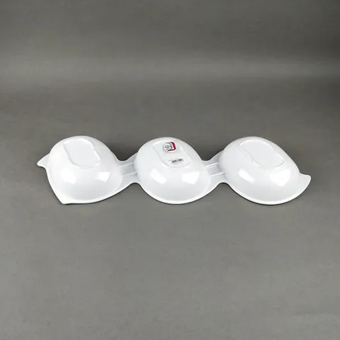 White Melamine Three-Compartment Sushi Serving Platter Nordic Style Divided Snack Dish for Restaurant Home Kitchen