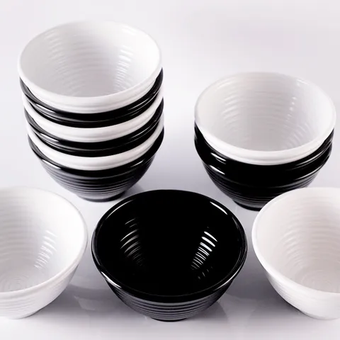 Modern Minimalist Melamine Threaded Bowl Durable Unbreakable Soup Rice Bowl For Daily Dining Adult Tableware