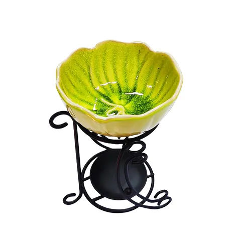 Ijzeren Kunst Aromatherapie Brander Keramische Lotusblad Essentiële Olie Diffuser Met Standaard Voor Thuis Kantoor Kamer Decor