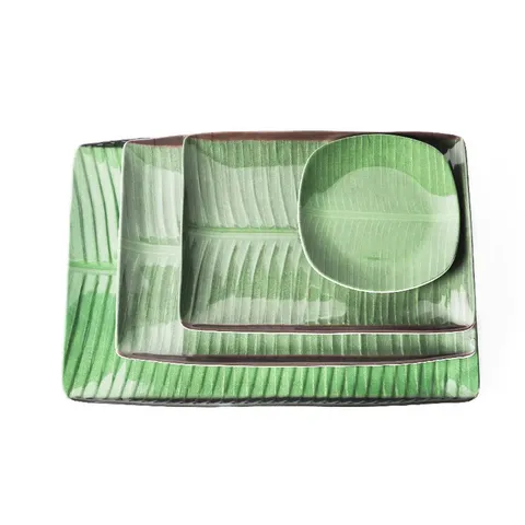 Melamine Imitation Porcelain Tableware Banana Leaf Shaped Plate Modern Minimalist Dinner Plate Kitchen Dining Dish Food Serving Tray