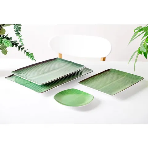 Melamine Imitation Porcelain Tableware Banana Leaf Shaped Plate Modern Minimalist Dinner Plate Kitchen Dining Dish Food Serving Tray