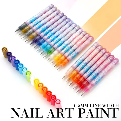 Σετ Στυλό Nail Art Με Πολύ Λεπτή Μύτη Μαρκαδόρος Με Βάση Το Νερό Που Στεγνώνει Γρήγορα Για DIY Μανικιούρ Εργαλεία Σχεδίασης
