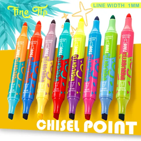 Dual Tip Highlighters Pastel Aesthetic Highlighter Pens Assorted Colors Cute Marker Pens For Students School Office Writing