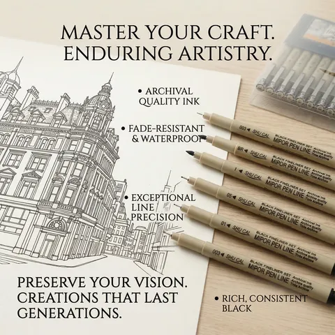 Professional Architectural Technical Pen Drawing Fineliner Ink Pens Waterproof Archival Sketching Art Supplies