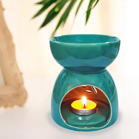 Keramik Ätherisches Öl Brenner Große Kapazität Aromatherapie Diffusor Hohlblatt Design Heimduft Dekor
