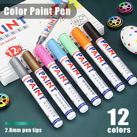 Colorful Paint Pen Quick Drying Waterproof Oil Based Marker Metal Tire Car Repair Permanent Writing Pen
