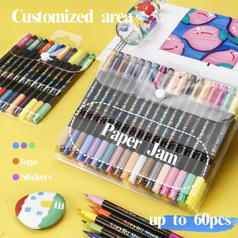 Dubbelzijdige Twee-Kleurige Acryl Marker Pennen Set Wasbare Kunst Markers Voor Kinderen Tekenen School Schrijfbehoeften