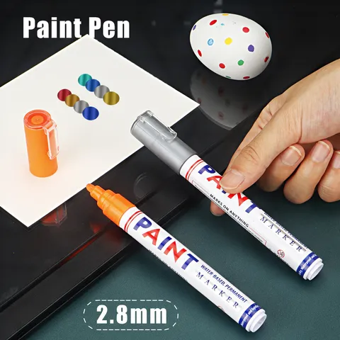 Stylo Peinture à l'Huile Imperméable Marqueur Permanent pour Métal Bois Pierre Tissu Verre Bricolage Artisanat Écriture et Réparation