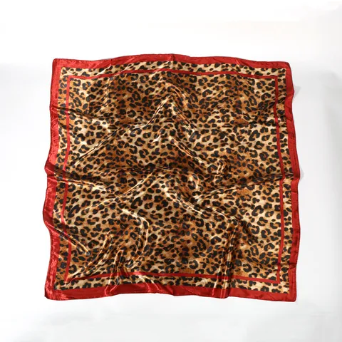 Foulard Quadrato in Satén con Stampa Leopardata di Lusso per Donna Bandana Decorativa Multifunzionale in Stile Vintage con Motivo Animale