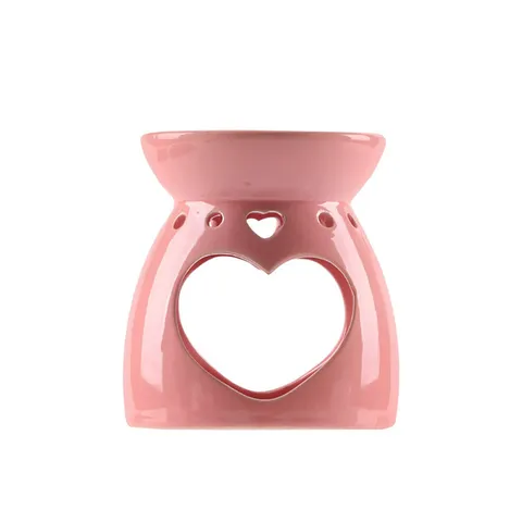 Quemador de Aceites Esenciales de Cerámica Doble Corazón Rosa Romántico Portavelas Tealight Hueco Decoración Hogar Regalo San Valentín