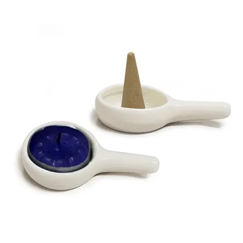 Keramische Kaarsenblad Klein Bakje Met Handvat Voor Aromatherapie Kachel Wierookhouder Wit Glanzend Geglazuurd Huisdecoratie