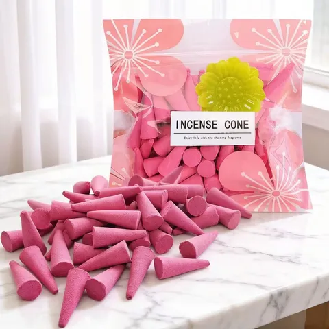 Roze Kersentoren Wierookkegels Met Wierookhouder Huisgeur Geurverwijdering Natuurlijke Specerijen Aromatische Wierook