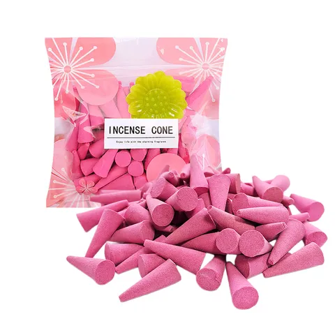 Roze Kersentoren Wierookkegels Met Wierookhouder Huisgeur Geurverwijdering Natuurlijke Specerijen Aromatische Wierook