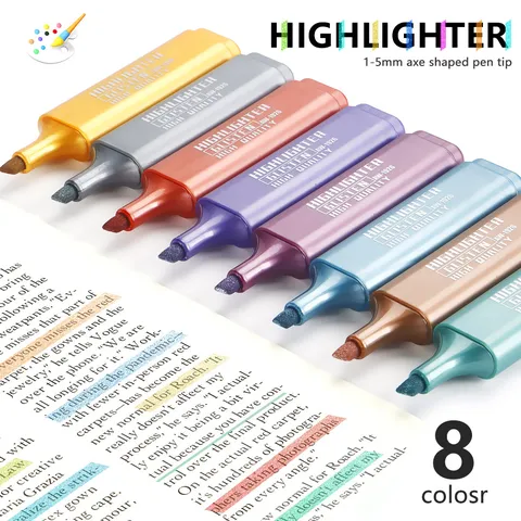 Metalen Glitter Markeerstiften Set Beitelpunt Assorti Kleuren Pennen Voor School En Kantoor Schrijven En Markeren