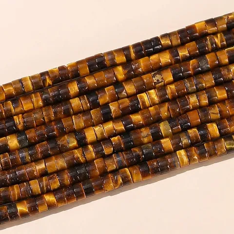 Natural Yellow Tiger Eye Stone Flat Disc Shape Spacer Beads DIY Jewelry Making Accessories Loose Beads