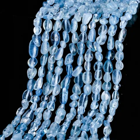 Perles en Pépite d'Aigue-marine Naturelle Irrégulière Bleu Ciel Perles en Pierre Roulée en Vrac pour la Fabrication de Bijoux DIY Accessoires de Colliers