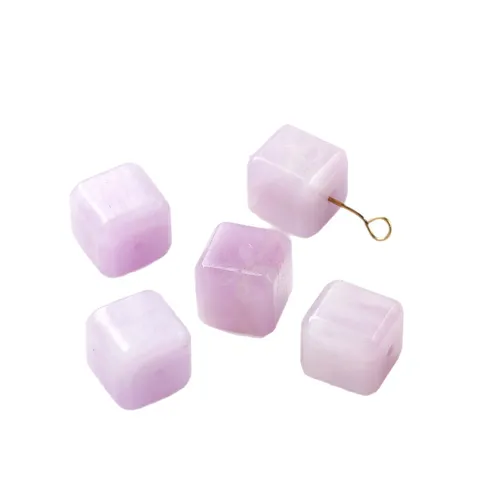 Natural Kunzite Square Beads Lavender Gemstone Polished Loose Cube Beads For DIY Jewelry Making Bracelet Handmade Accessories