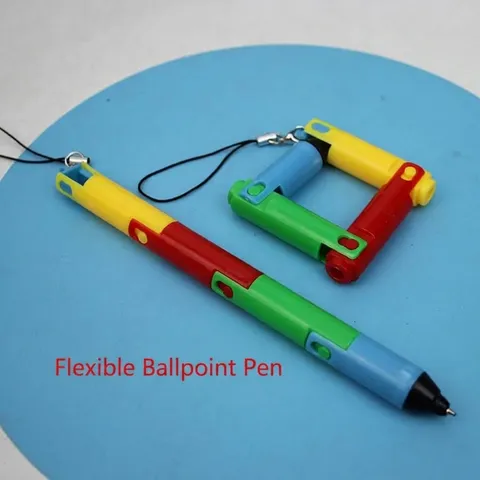 Creative Foldable Ballpoint Pen Bendable Deformable Novelty Writing Pen With Lanyard Plastic Colorful Stationery For Office School Gift