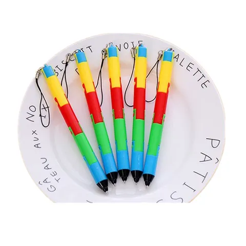 Creative Foldable Ballpoint Pen Bendable Deformable Novelty Writing Pen With Lanyard Plastic Colorful Stationery For Office School Gift
