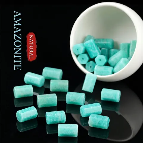 Natural Amazonite Beads Hexagonal Cylinder Cube Heart Pixiu Shape Loose Gemstone Beads For DIY Jewelry Making Bracelet Necklace Accessories