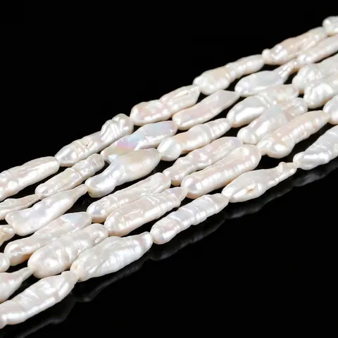 Natural Freshwater Pearl Baroque Beads Toothpick Shape Long Irregular White Pink Loose Pearls For DIY Jewelry Making Necklaces