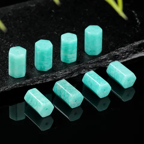 Natural Amazonite Beads Hexagonal Cylinder Cube Heart Pixiu Shape Loose Gemstone Beads For DIY Jewelry Making Bracelet Necklace Accessories
