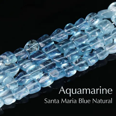 Natural Aquamarine Irregular Tumbled Beads Gradient Blue Loose Gemstone Beads For DIY Jewelry Making Bracelet Necklace Material