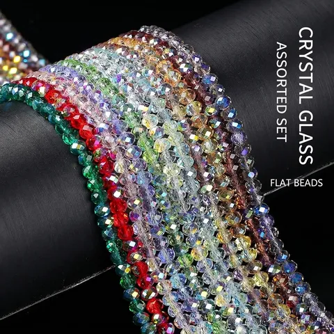 Faceted Crystal Glass Rondelle Beads 4x3 Rondelle Spacer Beads For Jewelry Making DIY Bracelets Necklaces Multi Color Glass Beads