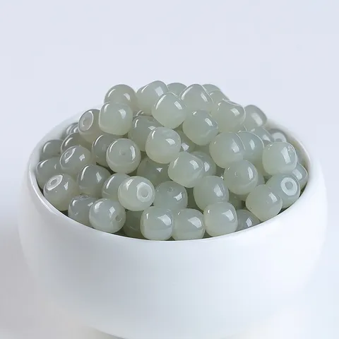 Natural Hetian Jade Loose Beads Old Shape Barrel Beads For DIY Jewelry Making Bracelet Craft Accessories Polished Gemstone