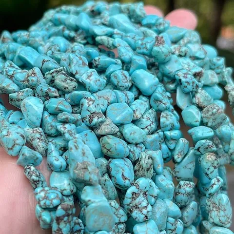 Optimierte Blaue Türkis Rohstein Lose Perlen Unregelmäßige Nugget Polierte Edelsteine Für DIY Armband Halskette Schmuckherstellung